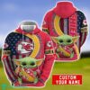 Personalized NFL Kansas City Chiefs Baby Yoda Hug Logo 3D Hoodie Unique Sport Gift For Fans